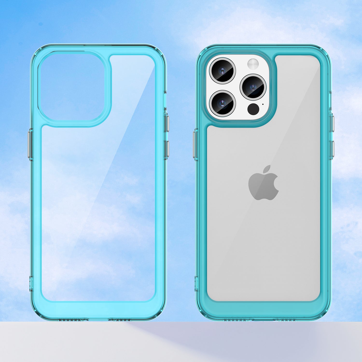 Uniqkart for iPhone 15 Pro TPU+Acrylic Shockproof Mobile Phone Back Cover Clear Protective Case - Transparent Blue Uniqkart for iPhone 15 Pro TPU+Acrylic Shockproof Mobile Phone Back Cover Clear Protective Case - Transparent Blue